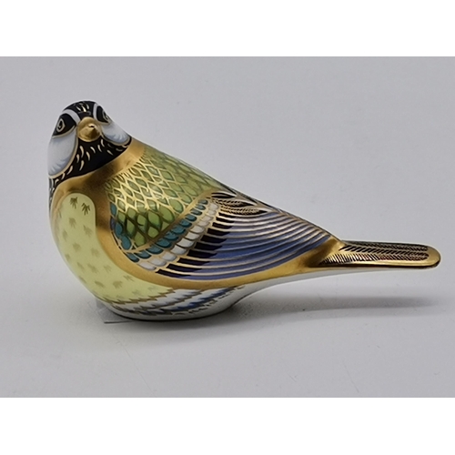 209 - Royal Crown Derby Paperweights Great Tit MMV and Goldcrest MMV with Gold stoppers and boxesCondition... 