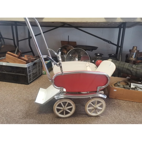 751A - Vintage items - Silver Cross child's toy pram, Pyrene brass fire extinguisher, cutlery, shoe cleanin... 