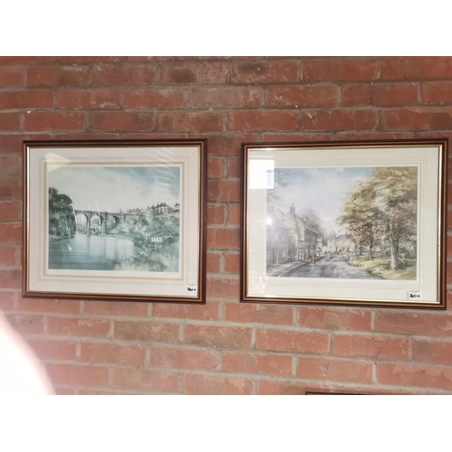 760A - x7 framed limited edition framed signed prints of Yorkshire scenes by John Sibson incl Knaresborough