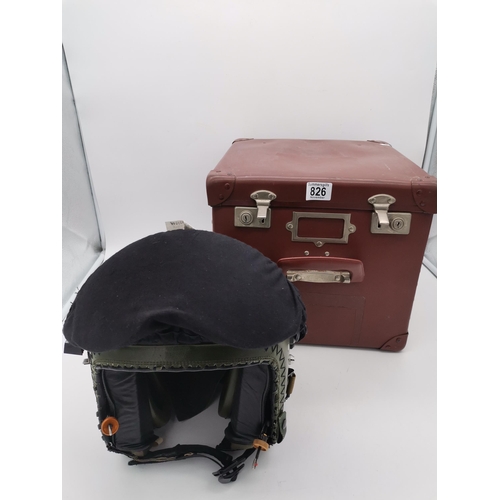 826 - Vintage MK3C British Military Flying Helmet complete with correct transport box