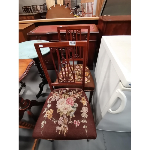 1004 - Pair of antique inlaid bedroom / hall chairsCondition StatusGood: In good condition overall, but pos... 