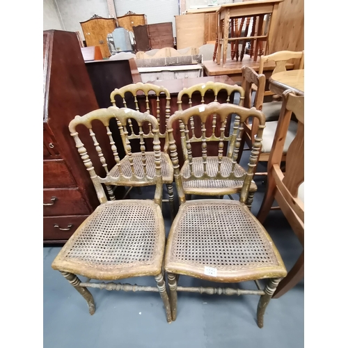 1021 - Four Victorian Gilt Cane ChairsCondition StatusGood: In good condition overall, but possibly some or... 