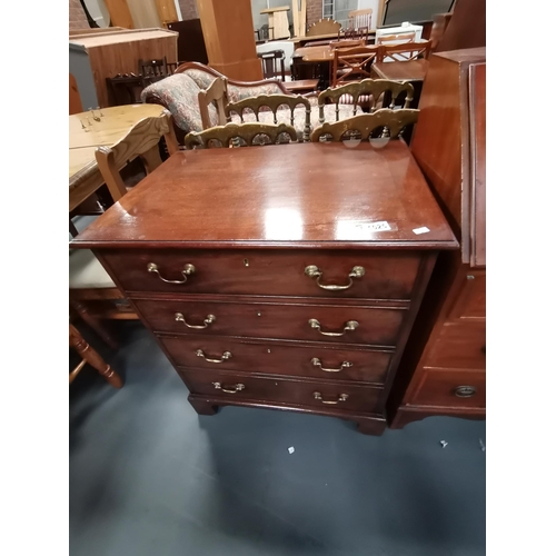 1025 - 4Ht Mahogany chest of drawers W68cmCondition StatusGood: In good condition overall, but possibly som... 