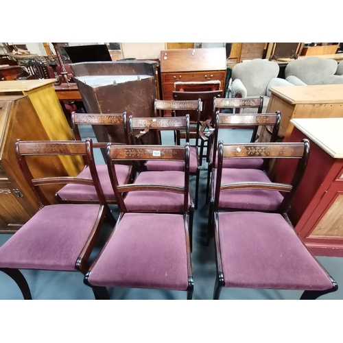 1031 - Set of 8 Antique Mahogany inlaid dining chairs (2 carvers 6 chairs)Condition StatusGood: In good con... 