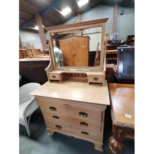 1050 - Arts and Crafts Style Satin walnut Dressing table with mirror W91cm x H158cmCondition StatusGood: In... 