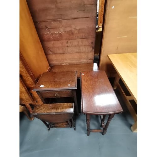 1055 - Miscellaneous Oak furniture including Blanket Box, Two drop leaf tables and side cabinet on castorsC... 