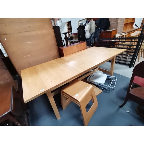 1056 - Large Extendable office/work table with bent wood stools (IKEA) W100cm x L223cm Condition StatusGood... 