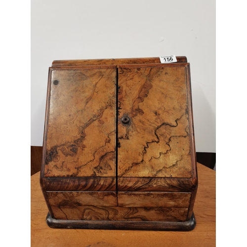 156 - Antique English Wood Travelling Lap Desk document box from late 19th early 20th Century W33cm x H33c... 