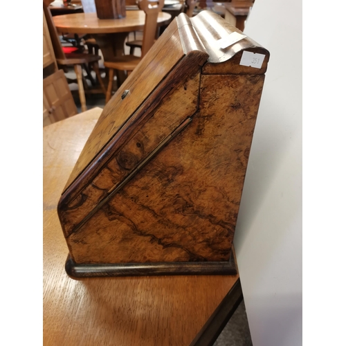 156 - Antique English Wood Travelling Lap Desk document box from late 19th early 20th Century W33cm x H33c... 