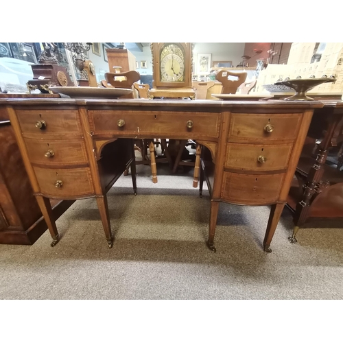 677 - An Edwardian inlaid mahogany ladies writing desk with faded red leather top