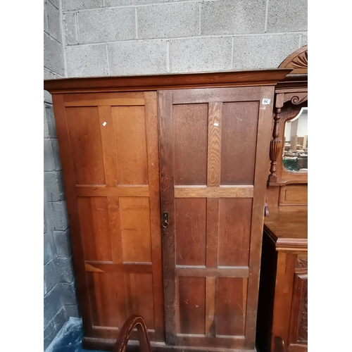 842 - Antique Oak panelled cupboard with 6 Shelves  W132cm x H184cm x D41cmCondition StatusGood: In good c... 