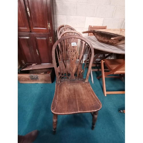 864 - Four Vintage Farmhouse kitchen chairs Condition StatusGood: In good condition overall, but possibly ... 