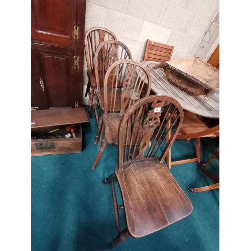 864 - Four Vintage Farmhouse kitchen chairs Condition StatusGood: In good condition overall, but possibly ... 