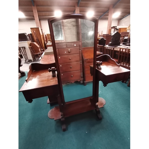 890 - Antique Mahogany dressing table with full length cheval mirror W118cmCondition StatusGood: In good c... 