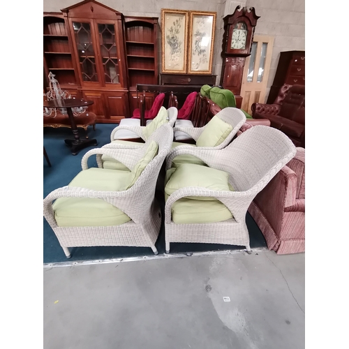 903 - x4 Bridgman outdoor armchairs with lime green cushionsCondition StatusExcellent: In excellent condit... 