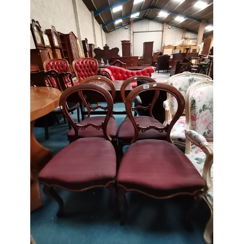 926 - Four Mahogany Balloon backed chairs Condition StatusGood: In good condition overall, but possibly so... 