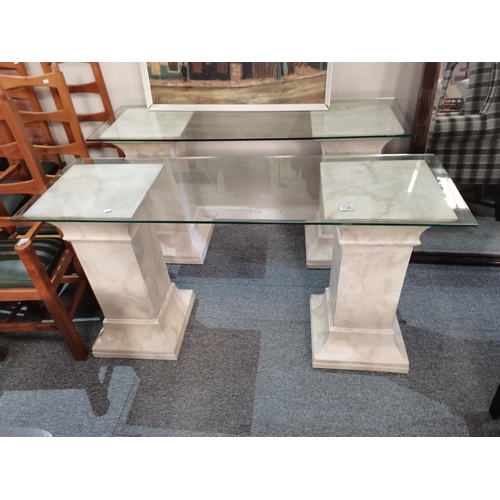 1149 - Bespoke glass and Resin console table 1.45m long