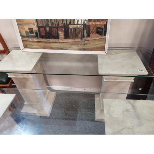 1150 - Bespoke glass and Resin console table 1.45m long