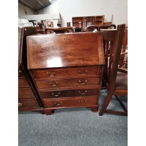 1197 - A small Antique mahogany bureau 70cm with bracket feetCondition StatusGood: In good condition overal... 