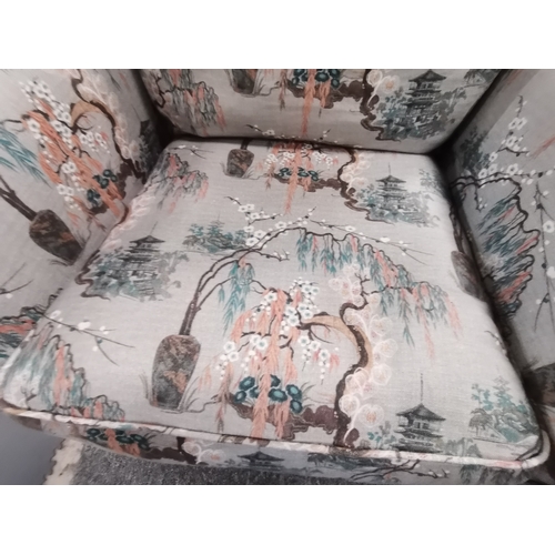 1204 - A good quality and brand new Chinese style fabric armchair by Collins and Hayes Hawthorne purchased ... 