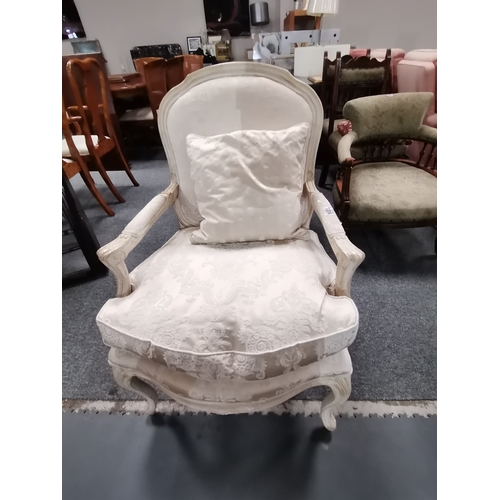 1206 - A Laura Ashley style French white painted arm chairCondition StatusExcellent: In excellent condition... 