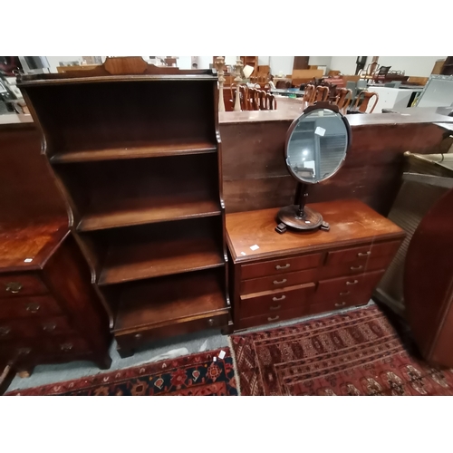 1218 - An Antique mahogany 10 drawer music cabinet with brass decorative handles plus dressing mirror and a... 