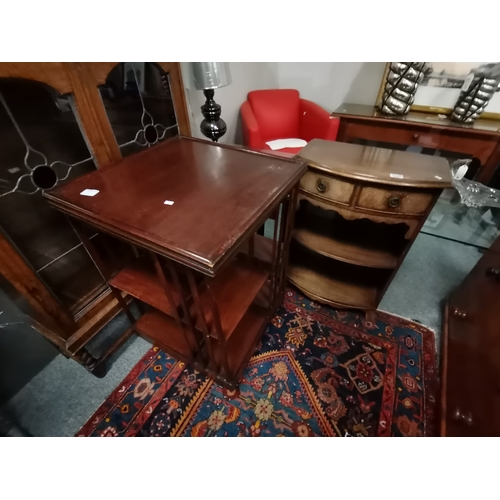 1220 - An Antique mahogany revolving bookcase plus a small mahogany bookcase