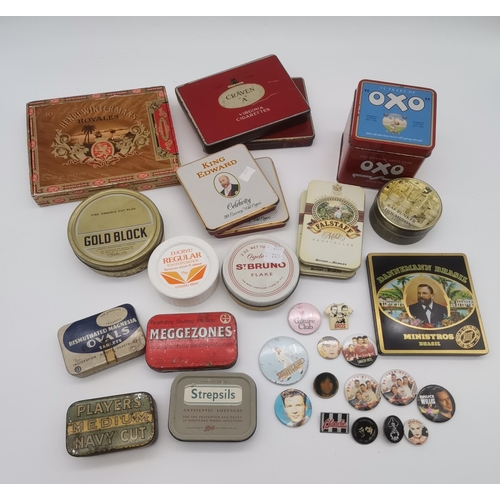 297 - Vintage tins and badges - Assorted vintage 20th century tins and collectable badges. Badges mostly 1... 