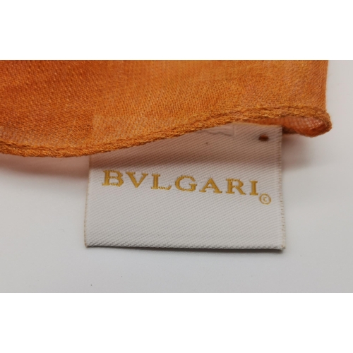 336 - A Bulgari silk and cashmere scarf, made in Italy, tonal yellow and red stripes to a graduated orange... 