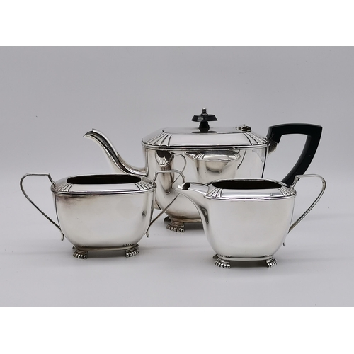 339 - A three-piece Art Deco silver-plated tea service, early 20th Century, comprising teapot, cream and t... 