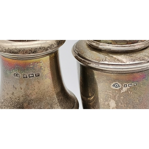 354 - Two George VI silver sugar casters, the first by Elkington & Co Ltd, Birmingham 1939, baluster form ... 