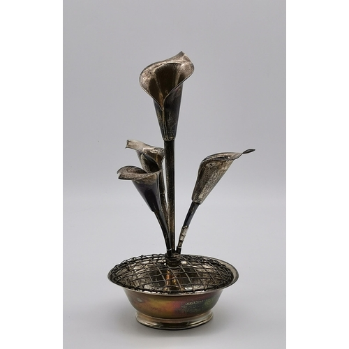 365 - A George V silver epergne by William Henry Leather, Birmingham 1916, in the form of calla lilies, th... 