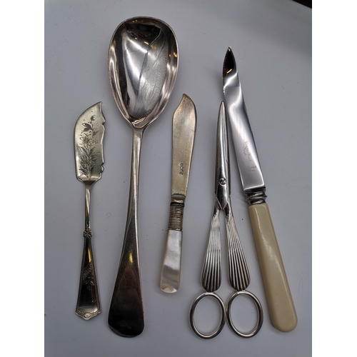 369 - A part-canteen of assorted silver-plated flatware in a wooden case, including twelve Fiddle, thread ... 