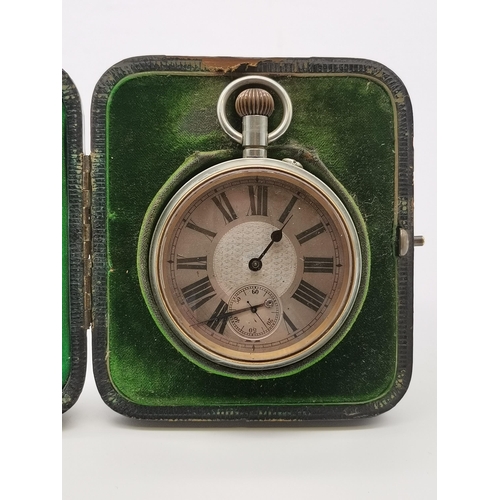 421 - An Edwardian silver-mounted pocket watch case and stand by Harry Synyer & Charles Joseph Beddoes, Bi... 