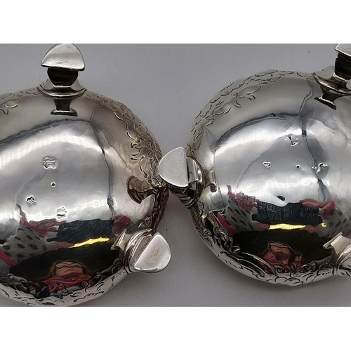 433 - A pair of George II silver salts, marks heavily rubbed, London 1746, open cauldron form, the sides r... 