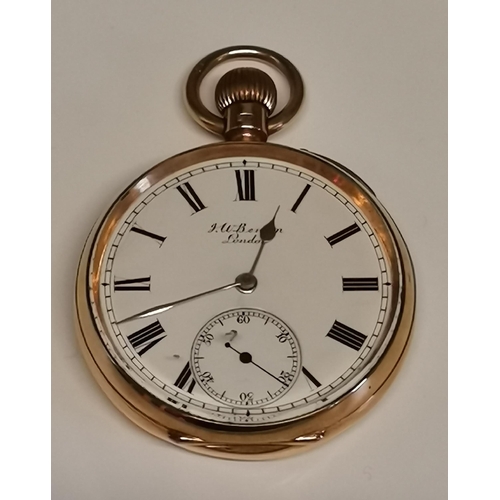 481 - An 18 carat gold open face pocket watch, the cream enamel dial signed J.W. Benson London, with black... 