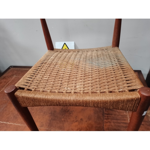 1171 - A set of 6 MORGEN KOHL Danish teak woven mid century chairs with ext. dining table  Dalescraft  L135... 