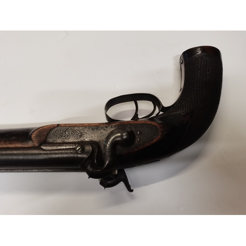 64 - Double Barrelled percussion pistol late 18th early 19th Century a/f