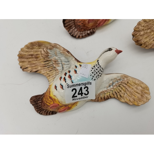 243 - Three Beswick Flying Partridge Wall Plaques each stamped to base 1188-3 1188-2 1188-1Condition Statu... 