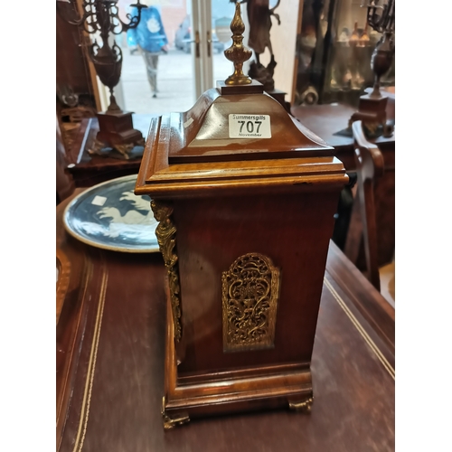 707 - German Oak and Brass cased Bracket clock stamped W&H Son with keys W25cm x H43cmCondition StatusGood... 