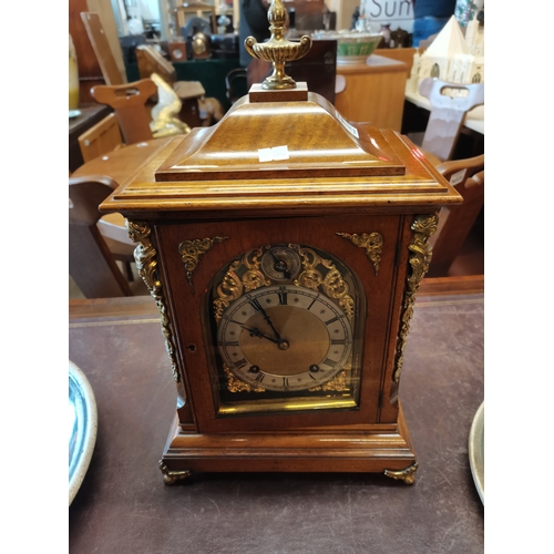 707 - German Oak and Brass cased Bracket clock stamped W&H Son with keys W25cm x H43cmCondition StatusGood... 