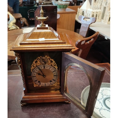 707 - German Oak and Brass cased Bracket clock stamped W&H Son with keys W25cm x H43cmCondition StatusGood... 