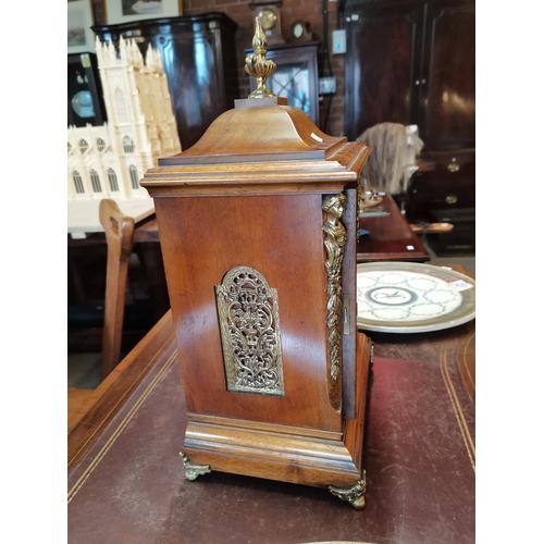 707 - German Oak and Brass cased Bracket clock stamped W&H Son with keys W25cm x H43cmCondition StatusGood... 