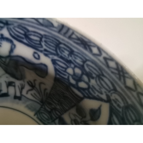 167 - Three Japanese porcelain Hirado ware style blue and white small dishes, with karako decoration of Ch... 