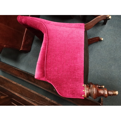 906 - A Pair of Toad Style chairs button back upholstered in a Raspberry coloured fabricCondition StatusGo... 