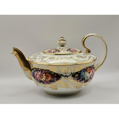 106 - A Coalport 'Felt Spar' hand painted porcelain tea service with gold gilt decoration - Tea Pot, Milk ... 