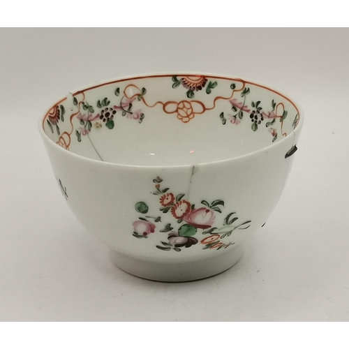 107 - x5 antique porcelain tea bowls, antique bowl with Chinese pattern, plate and x2 saucers