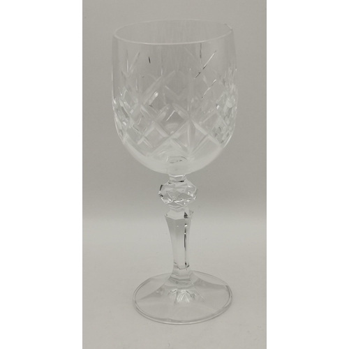 119 - Large vintage cut glass bowl 25cm diameter and x6 crystal cut glass wine glasses 18cm height