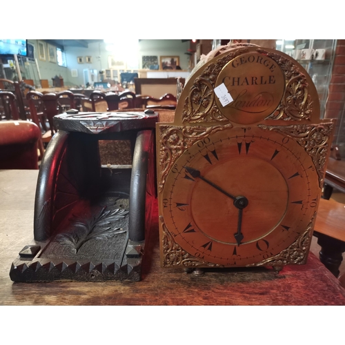 129 - Antique George III brass faced clock bracket hour strike with verge escapement made for the Turkish ... 