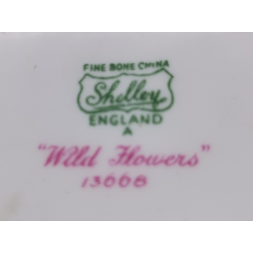 133 - Shelley 'Wild Flowers' Tea Set - x9 plates, Side Plates, Cups and Saucers, Sandwich Plate, Milk Jug ... 